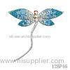 Trendy Beautiful Silver Jewelry , Engagement Rhinestone Blue Wing Dragonfly Brooch