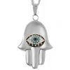 Stylish Hamsa Hand Jewellery Crystal Evil Eye With Sterling Silver Hand Pendant
