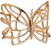 Wide Animal Themed Multicolor Crystal Gold Butterfly Bangle Bracelet