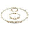 Crystal Freshwater White Pearl Wedding Jewelry Sets - Earrings Bracelet Necklaces