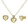 Yellow gold Ladies Jewelry Sets Hollow Heart With Pearl Wedding Jewelry Sets