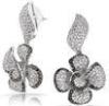 Flower Shaped Micro Pave Jewelry Sterling Silver Micro Pave Diamond Earrings
