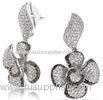 Flower Shaped Micro Pave Jewelry Sterling Silver Micro Pave Diamond Earrings