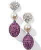 Fashionable Girls Circle Micro Pave Earrings Jewellery With White Pearl Bead