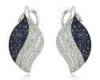 Ladies Simple Fashion Jewelry Rhodium Diamond Micro Pave Earrings