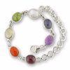 Silver Multicolor Bead Chain Bracelet Support Rhodium / Rose Gold Plating