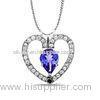 White Gold Personalised Jewellery Crystal Heart With Purple Diamond Pendant