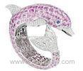 Custom Made Beautiful Cubic Zircon Dolphin Ring Jewelry of Silver Plated