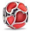 Simple 925 Bead Charm Heart Of Red Enamel For Bracelet And Necklace Design