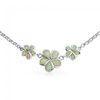 Stylish Bridal Silver Hawaiian Jewelry , 16 Inch Opal Plumeria Necklace