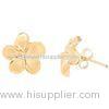 Trendy Yellow Gold Plated Plumeria Stud Earring Jewelry For Bridesmaid