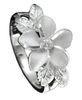 Rhodium Plated Hawaiian Jewelry Sterling Silver Base Plumeria Ring