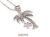 Handmade Silver Hawaiian Jewelry Engraved Palm Tree With Plumeria Pendant