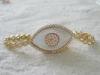 Middle Eastern Evil Eye Jewelry Shell Pearl 7 Inch Yellow Gold Bracelet