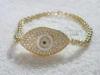 Jewish Gold Evil Eye Jewelry 7Inch White Enamel Tennis Evil Eye Bracelet