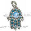 Fatima Hamsa Hand Jewelry Blue Bead Hamsa Fine Jewelry Pendant