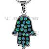 Fashion Black Hamsa Hand Jewelry Turkish Silver Charm Necklace Pendant