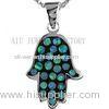 Fashion Black Hamsa Hand Jewelry Turkish Silver Charm Necklace Pendant