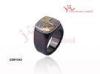 Yellow Gold Palted Black Ceramic Silver MenS Ring With Cubiz Zircon Silver Cross