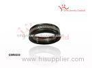Three Finger Black Women Ceramic Silver Ring With Rhodium plated