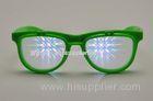 Green Frame Plastic Diffraction Glasses , Flip Up Fireworks Glasses