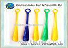 Yellow Round handled long plastic shoe horn in vivid multicolor PP material