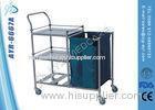 Medical Equipment Stainless Steel Nursing Cart / Hospital Sheet Trolley With Three Shelves