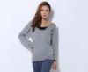 Spring Grey Fine Knit Sweaters for Ladies , Jersey Knit Cotton Pullover
