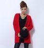 Anti-Shrink Womens Chunky Knit Sweater Red Mohair Yarn With Pocket