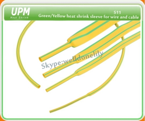 Stripped color green /yellow heat shrink for cable gland insulation identification