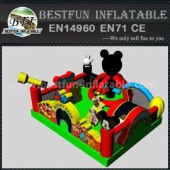 Children play Inflatable Mickey Obstacle course