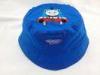 Baby Blue Cotton Bucket Hat with Pocket Embroidered Cartoon Style