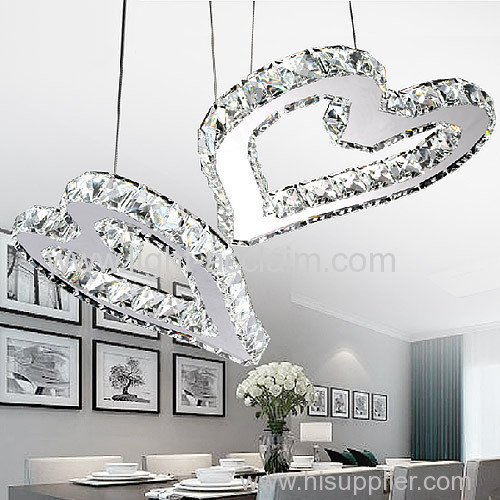 Hot product living room LED crystal heart-shaped pendants lighting