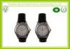 Bussiness Style Black Leather Strap Watch As Promotional Gifts / Gents Wrist Watch