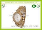 Custom Made Luxury Waterproof 5 ATM Quartz Gold Womens Watches With 60 Diamonds