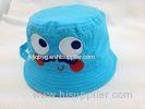 Blue Toddlers Baby Cotton Bucket Hat with Applique Embroidery Cartoon Style