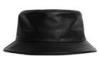 Promotional Black Leather Bucket Hats Custom Logo Mens Flat top Cap
