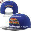 Blue Acrylic Flat Brimmed Baseball Caps , Snapback Hat with Adjustable Plastic Closure