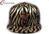 Gold Zebra 5 Panel Flat Brim Baseball Hats With Gold Matel Logo