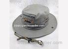 Zipper Pocket Embroidered Gray Cotton Bucket Hat with Suspender Buckles Rope