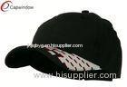Unisex Embroidered Baseball Caps , Black Brushed Racing Baseball Cap
