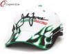 Cotton Flame Embroidery Racing Baseball Caps With Green Sandwich Peak