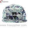 Blue Floral Print Adjustanle Strapback 5 Panel Camper Cap With Nylon