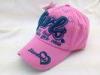 3D Embroidered Pink Baby Baseball Cap Washed Girls Hat With Brass buckle