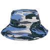 Fishing Hunting Camouflage Blue Cotton Bucket Cap Flat Top for Men