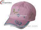 Pink White Childrens Baseball Caps with Pure Cotton Twill / Velcro