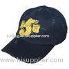Black / Blue Kids Baseball Caps Velcro Strap Back Hats With Flat Embroidery