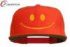 Embroidered Flat Brim Baseball Hats with Orange Big Smiley Face