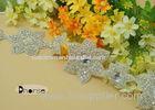 Flower Design Sew On Bling Bling Decorative Rhinestone Beaded Trim For Wedding Dress