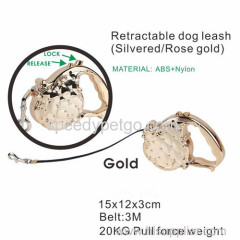 Gold Retractable Bling Dog Auto Leash